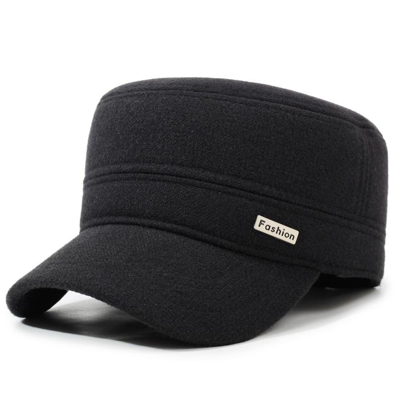 

Осенне-зимняя шляпа для среднего возраста, мужская хлопковая кепка с плоским верхом, защитой ушей и теплая бейсболка