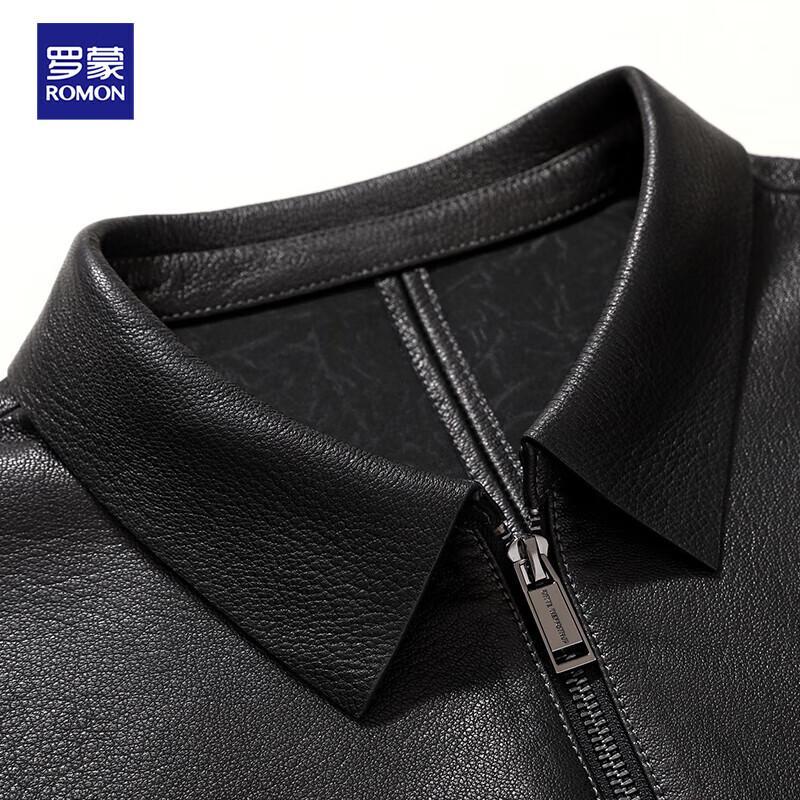 Romon Men's First Layer Goatskin Leather Jacket
