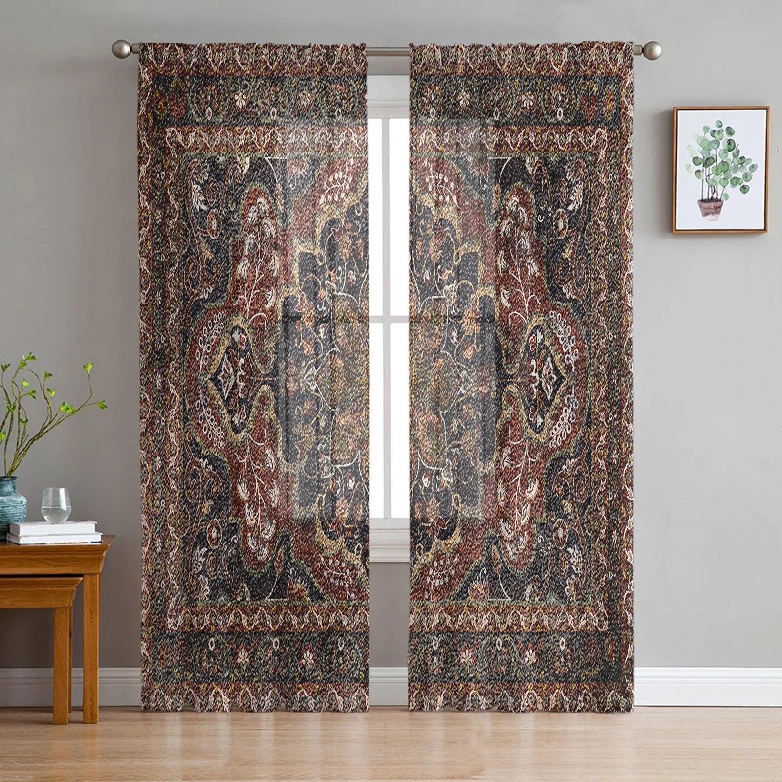 

Тюлевые шторы с рисунком чернил ветки для гостиной, спальни, прозрачные занавески для балкона, зала, модные домашние шторы с принтом 135W x 114H(cm)