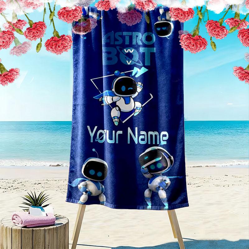 ASTRO BOT Custom Name Print Beach Towel, Large Soft Quick Dry Towel for Beach Camping Swimming