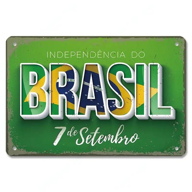 Vintage Brazil Travel Poster Country Flag Metal Tin Signs Retro Carnival Party Metal Plate For Club Home Bar Cafe ART Wall Decor