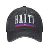 Washed Baseball Cap Haiti Flag () Spring Trucker Hat For UnisexTeens  Yk Cool Kpop Rock Sun Baseball Caps