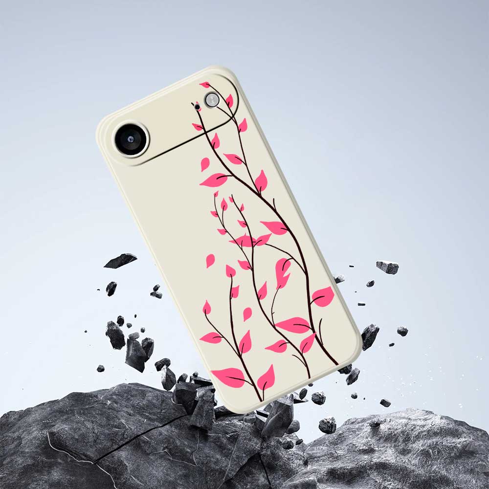 For iPhone 17 Air Case Red Leaves Pattern Printing Straight Edge TPU Phone Back Cover