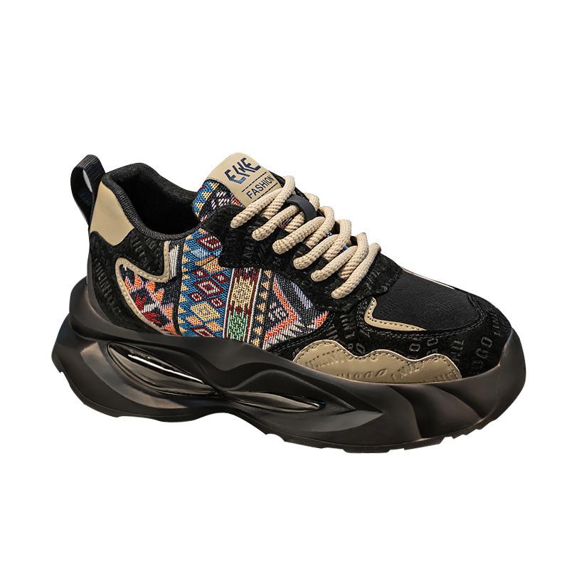 Men's Shoes Spring New Ultra-light Thick-soled Soft-soled Shock-absorbing Guochao Heightening Casual Sports Shoes