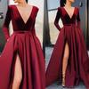 European & American Style Women's Sexy High Waist Slit Dress - Slim Fit Evening Gown
