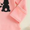 Baby Mädchen Strampler Osterkleidung Buchstaben Hasen Print Rüschen Säugling Bodys Jumpsuits mit Stirnband