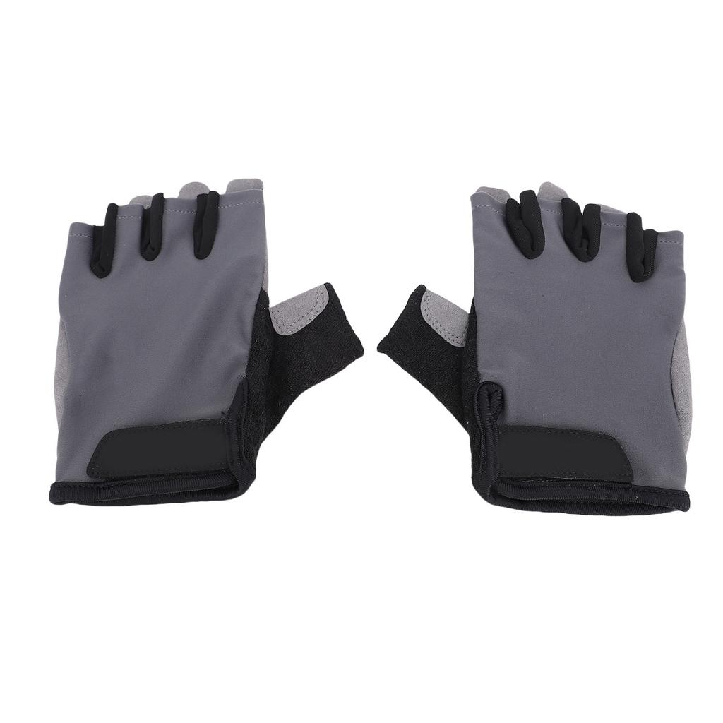 Cycling Gloves Grey Elastic Anti Slip Breathable Shock Absorbing Half Finger Bike Gloves for Road Bi