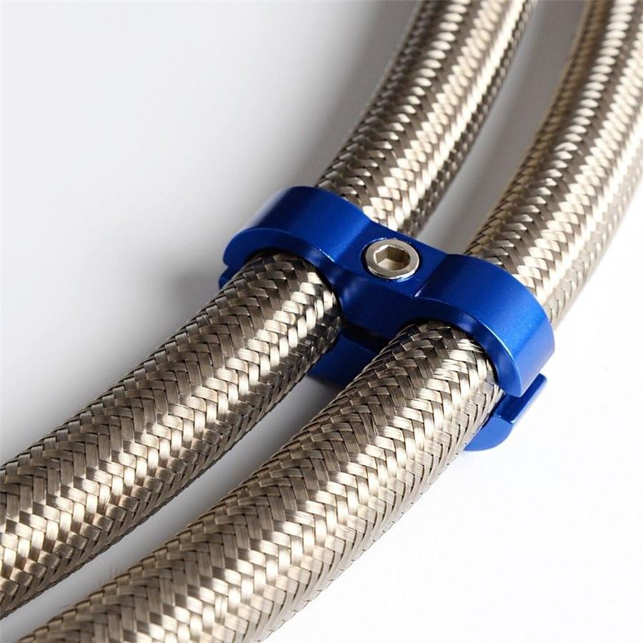 New 4x Universal AN-10 AN10 19MM CNC Stainless Braided Hose Seperator Clamp Bracket