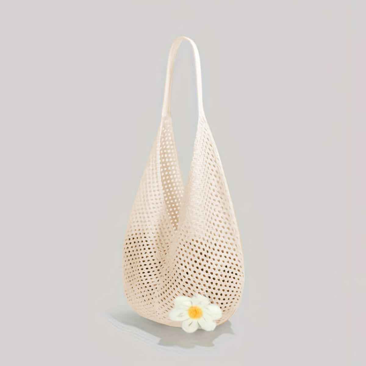 Summer Handmade Woven Pouch Women s Shoulder Bag Large Capacity Tote Bag Seaside Beach Vacation  Knitted Pouch one size белый