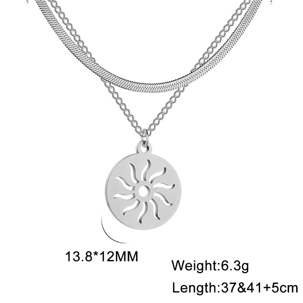 Cazador Small Sun Pendant Necklace for Women Round Minimalist Double Chain on Neck Gift Stainless Steel Jewelry 2026 Wholesale