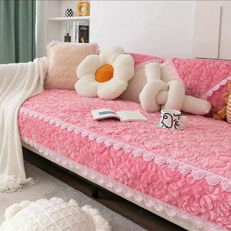 Winter Plush Thickened Rose Velvet Sofa Cushion Seat Cushion Warm And Non-Slip Simple Modern Sofa Cover Cover Cloth Towel