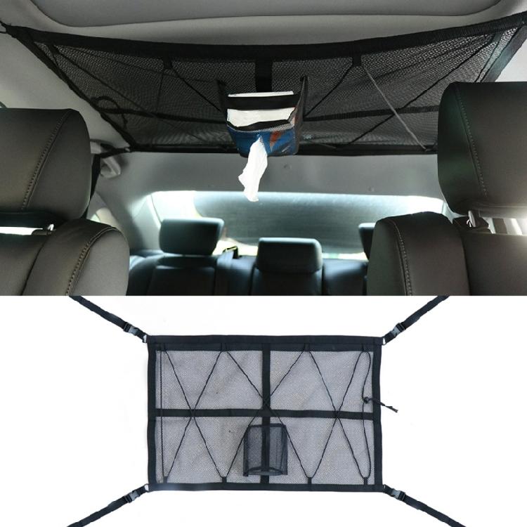SUV Ceiling Storage Net Pocket Car Roof Bag InteriorCargo Mesh Stowing Organizer