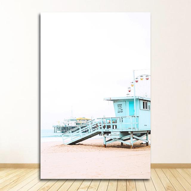 Painting Decoration Picture Scandinavian Home Decor Ocean Landscape Canvas Poster Nordic Style Beach Pink Bus Wall Art Print