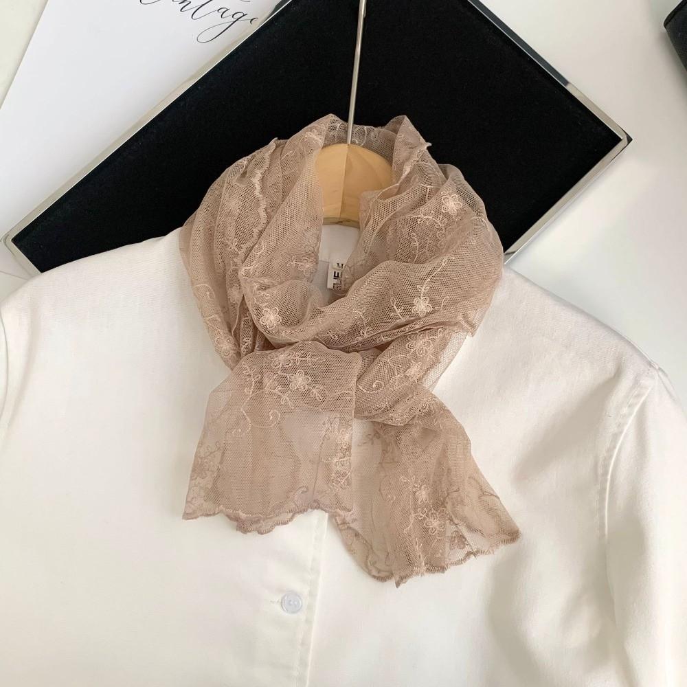 Breathable Sunscreen Lace Shawl Lightweight Neck Protection Scarf Fashion Lace Scarf  for Women