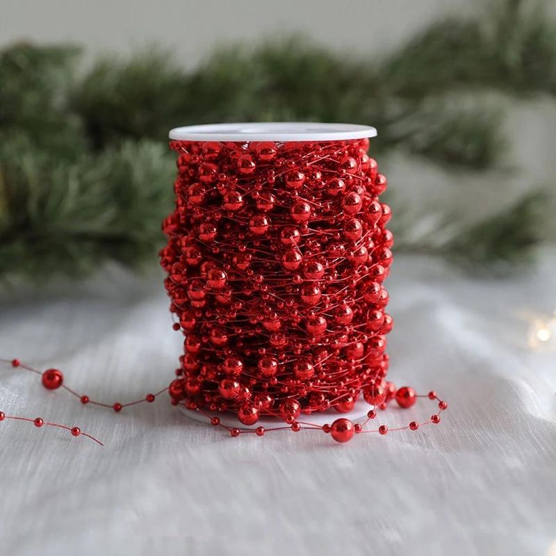 10M/Roll Pearl Chain Christmas Decorations Christmas Tree Pendant for Home Room Decor Party New Year DIY Gift Ornament Accessory