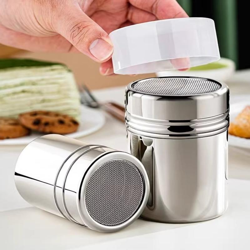 Coffee Duster Stainless Steel With Dust Cover Fine Mesh Cocoa Powder Sifter for Milk Tea Baking серебряный