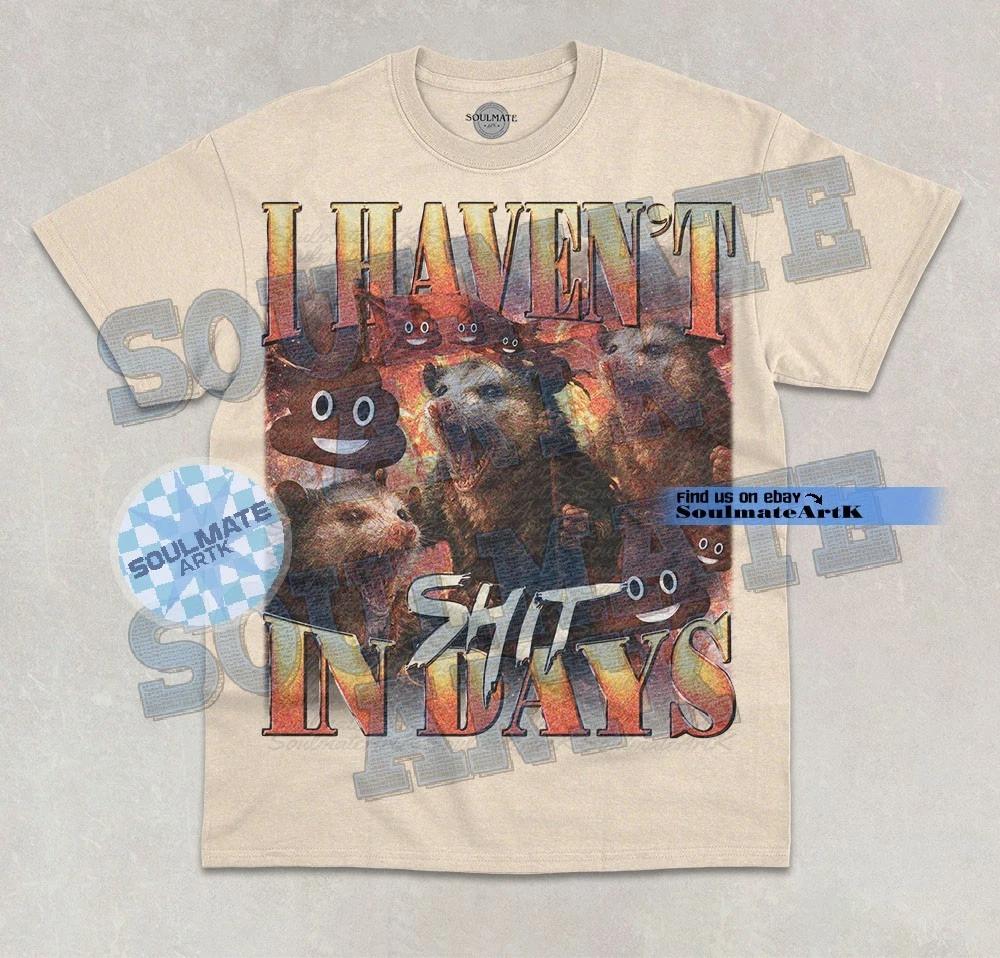 I Haven t Sh** In Days T-Shirt Funny Raccoon Constipated Joke Meme Graphic Shirt L