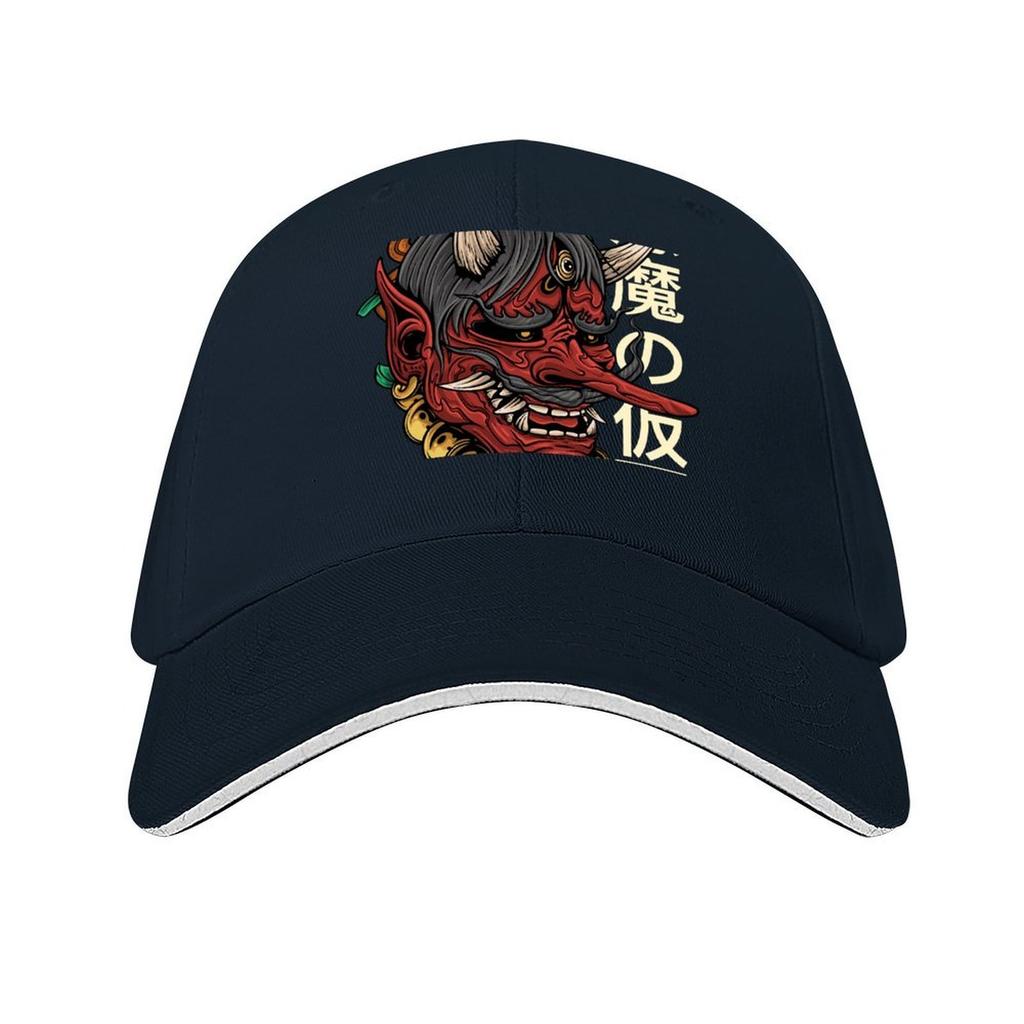 Japanese Oni Mask Baseball Cap Bobble Hat Horse Hat Military Tactical Cap funny hat Unisex Caps Womens