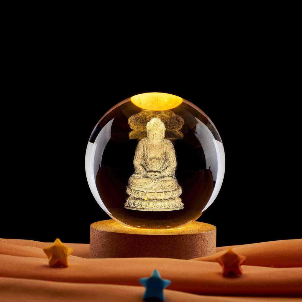 Seated Buddha Romantic Crystal Night Light Gift for Girlfriend