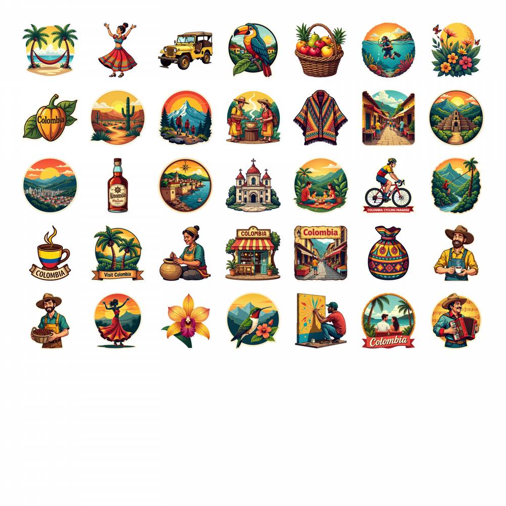 35pcs Cultural Nature Stickers Colorful Travel Stationery Stickers Scenic Stickers For Notebook Luggage Mobile Phone Cup DIY