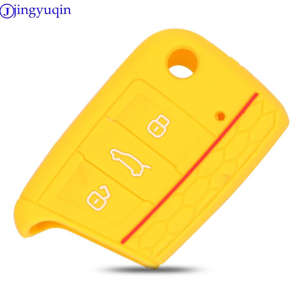 Jingyuqin 3 Button Silicone Key Fob Cover Case For VW Polo 2016 Golf 7 MK7 For Skoda Octavia Combi A7 For SEAT Leon Ibiza CUPTRA