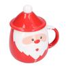 Tazza di Natale da 450 ml, Grande Capacità, Ceramica, Tazza da Tè e Latte, Tazza da Caffè con Coperchio e Cucchiaino per Casa, Tipo D