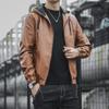 Men's Hooded Leather Jacket: New Korean Style, Velvet Finish for Spring/Autumn, Trendy Casual Motorcycle & Workwear Jacket