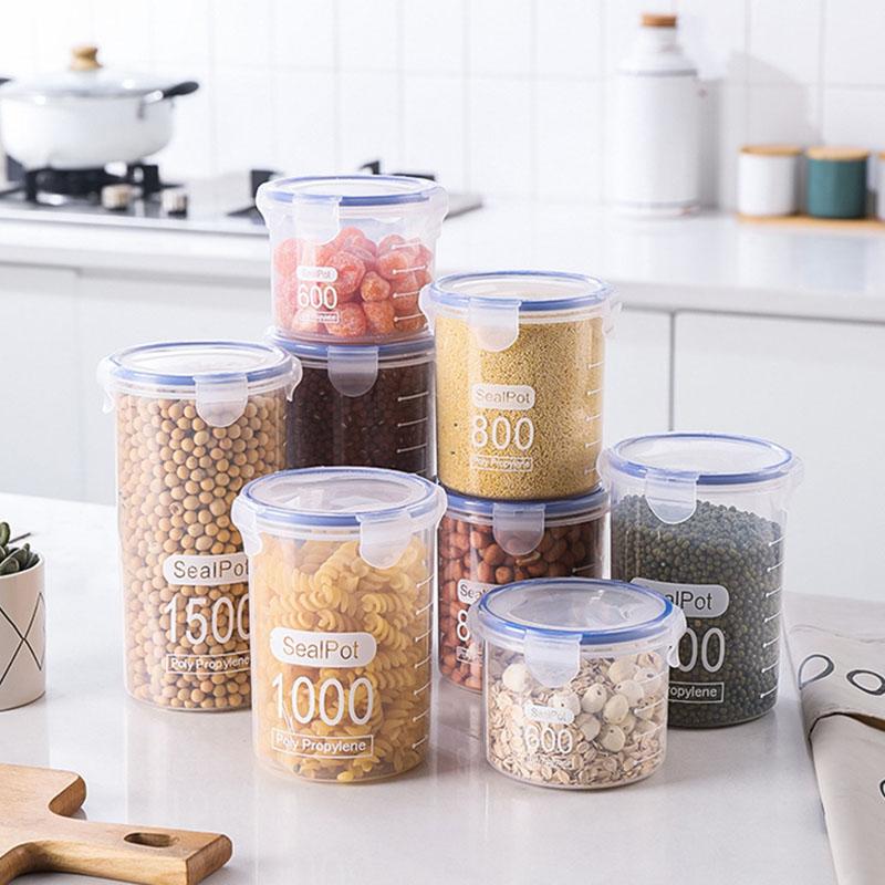 Food Grade Sealed Jars Refrigerator Fresh-keeping Storage Jars Plastic Grain Jars Multi-specification Sealed Jars with Lids
