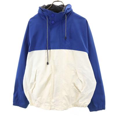 90s Old Jacket L Blue Two-tone Hooded Men's Used