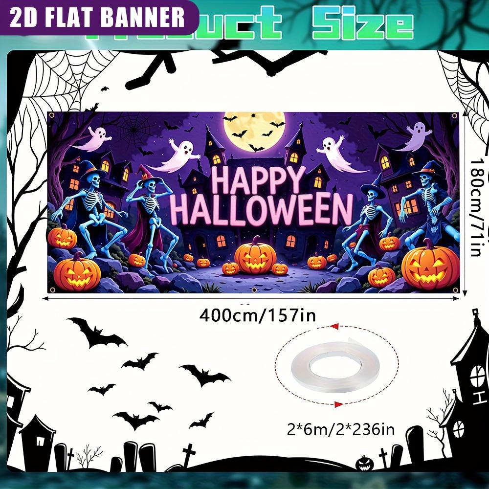 2D flat banner - 1 piece of Halloween magic skull garage horizontal decorationzyc