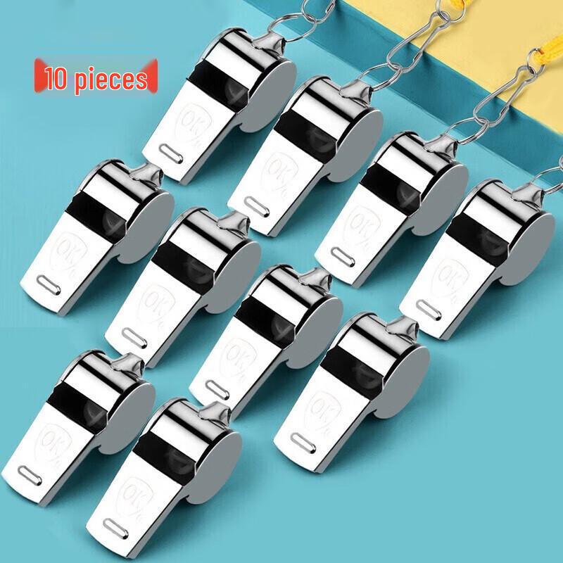 Stainless Steel Referee Whistle - 10 Pack