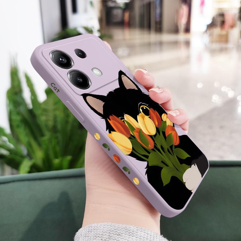Tulip Cute Cat Phone Case For Xiaomi Poco F8 F7 X7 X6 F6 M6 M5 M5S F5 X5 F4 X4 M4 F3 M3 X3 Pro 4G 5G GT Silicone Cover