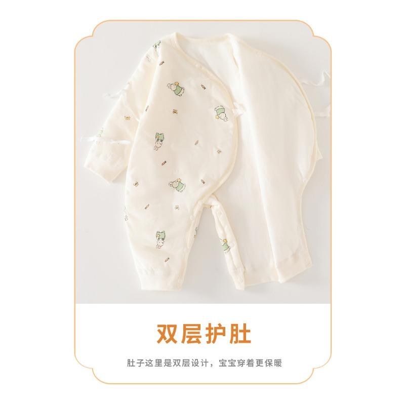 Newborn Baby Thick Padded Long Sleeve Lace Up Butterfly One Piece Cotton Romper