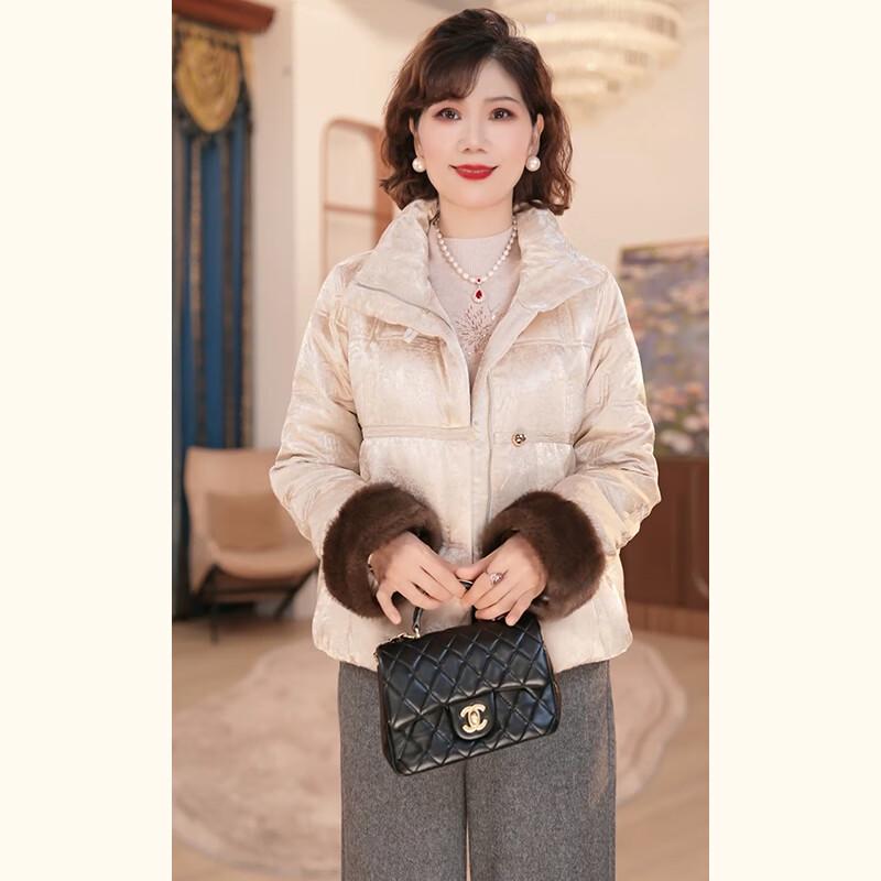 JIANHU Women's Elegant 90% White Duck Down Winter Puffer Coat