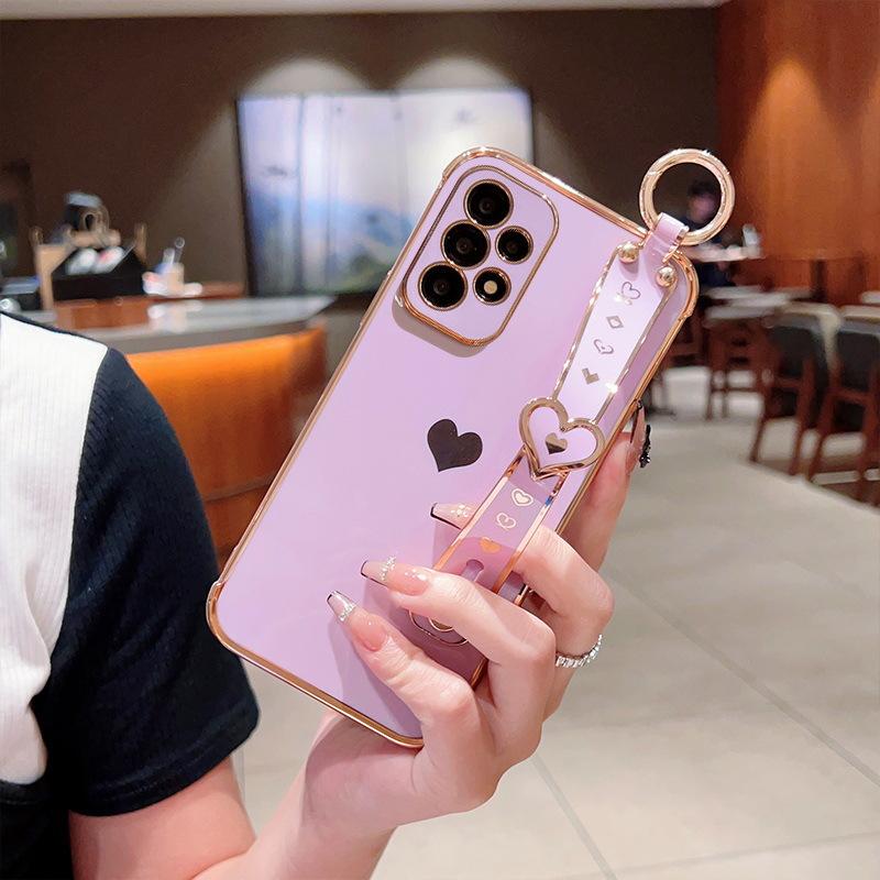Applicable To Samsung A53 Side Love Wristband Bracket Mobile Phone Case S24ULTRA Electroplating Anti-drop S23U Soft Protection