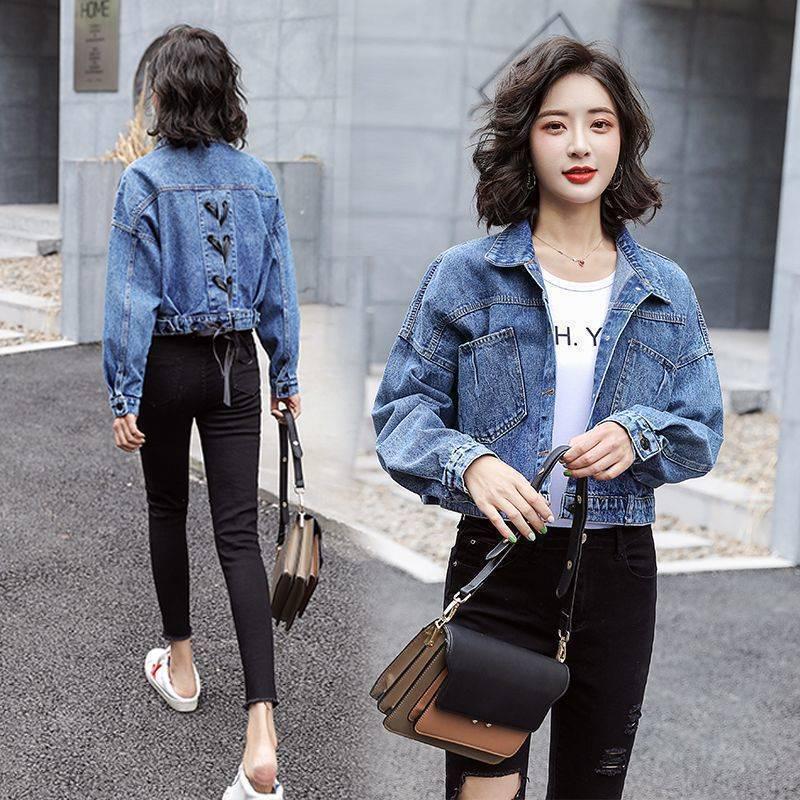 

New 2025 Style Loose Denim Jacket for Petite Women - Korean-Inspired Plus Size for Female Students, Perfect for Spring and Autumn XL (115-125 jin)