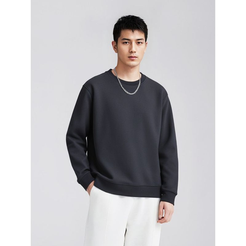 Sheep Wool Mulberry Silk round Neck Sweatshirt Men 2024 New Autumn/Winter Fleece-lined Thickened Export Men Casual Jacket