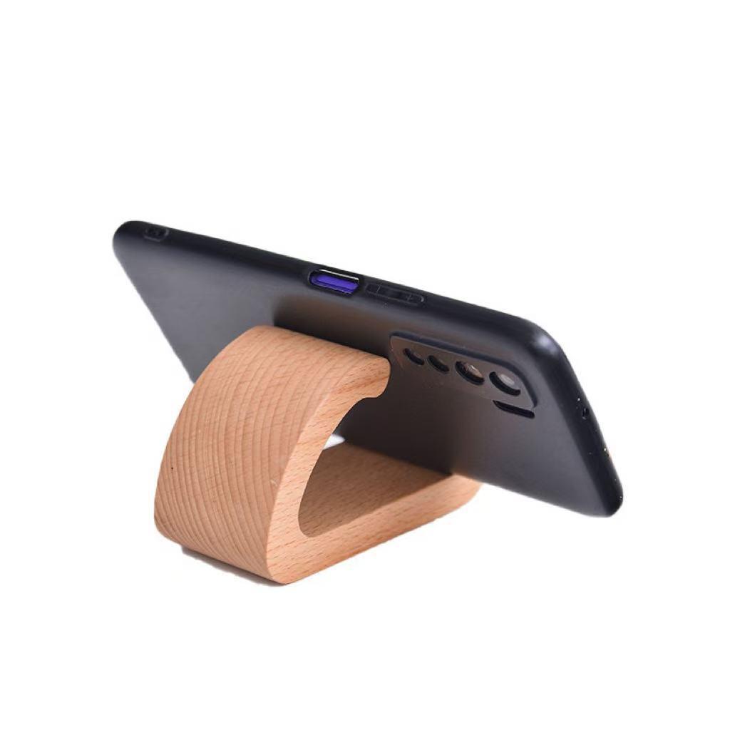 Suporte de Madeira para Celular e Tablet em Estoque - Suporte de Mesa Conveniente para Assistir a Vídeos com Impressão de Logo