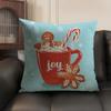 Christmas Pink Gingerbread Cushion Cover Natural Linen Organic Fabric Double-Sided Printing Sofa Home Decor Gift Pillow Case