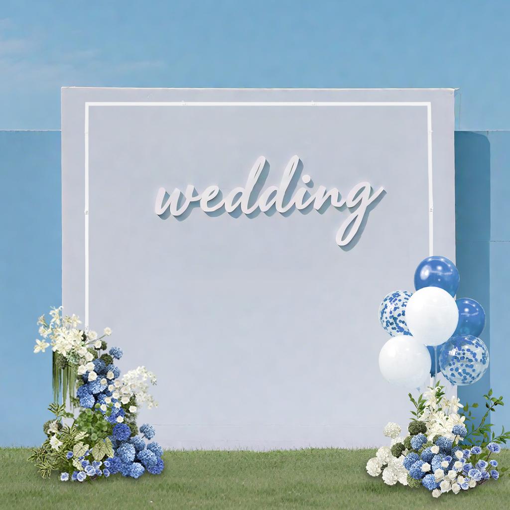 2.4×2.4m White Iron Wedding Backdrop Stand,Sturdy Metal Wedding Arch Stand for Ceremony Reception Party Event Backdrop Decor