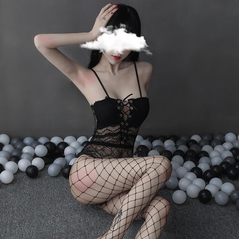 Sex Underwear Sexy Lace Waist One-piece Suit Lace Slimming Straps Straps Perspective Open Crotch Temptation