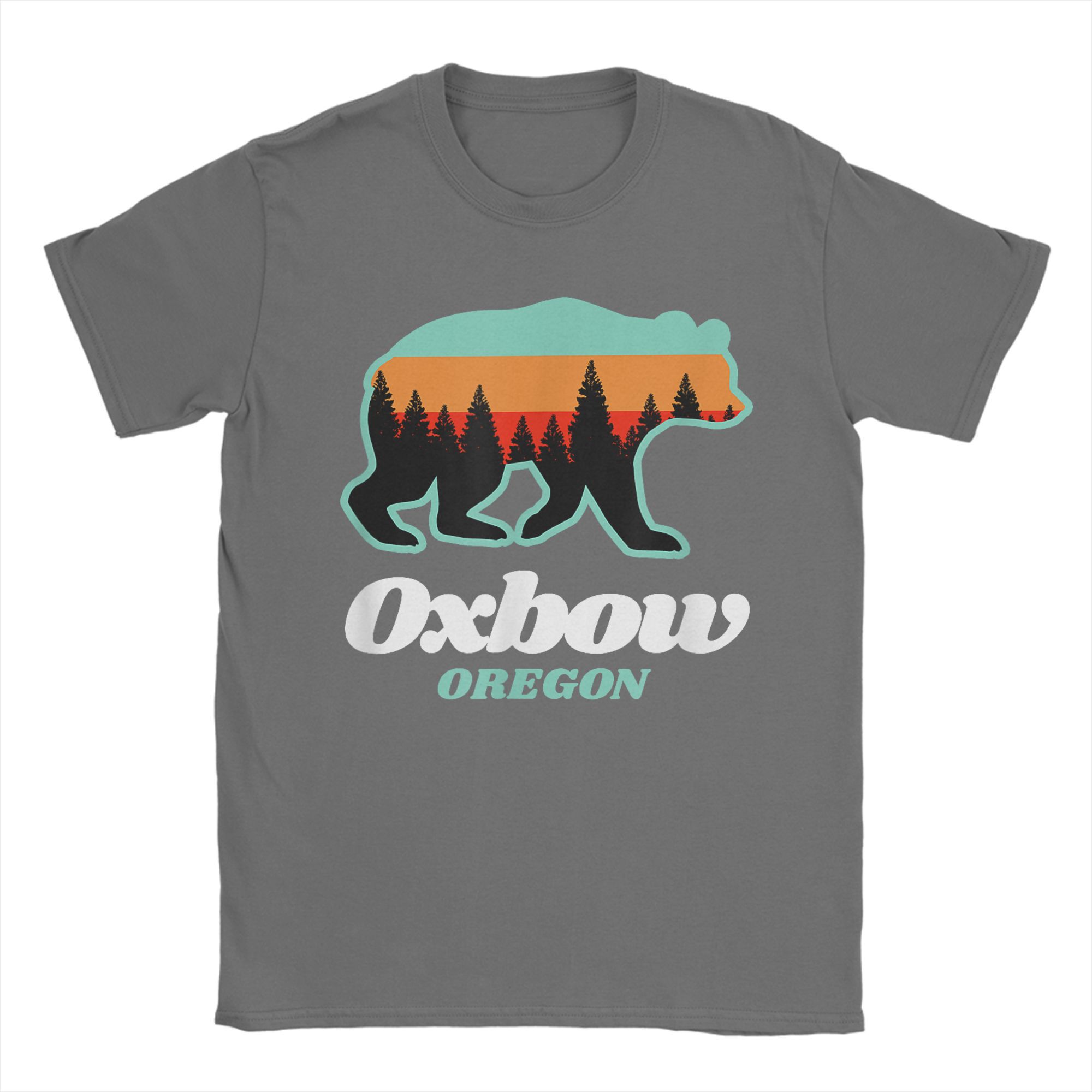 

Men Oxbow Oregon Fishing Summer Bear T Shirt Mountain Pure Cotton Clothes Fashion Short Sleeve Round Neck Tee Adult T-Shirt L