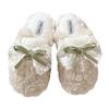 Cute Bow Fuzzy Maternity Slippers, Women Winter Non-Slip House Cotton Shoes