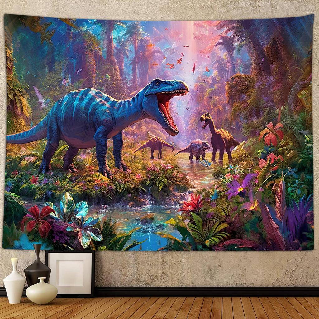Cartoon Dinosaur Tapestry for Boys Kids Bedroom, Cute Animal Dinosaur Art Tapestries Wall Hanging for School Classroom Anime
