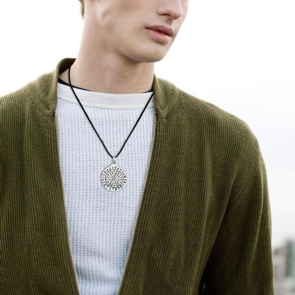 Kinitial April Stainless Steel Perun God Slavic Mythology Symbol Amulet Rune Alphabet Necklace God Thunder Symbol, Perunika Rune