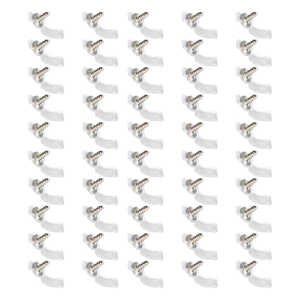 50Pcs Mounting Clips Holder Rugged Easily Use Portable Light Clips Holder with Screws for LED Light Family Parties