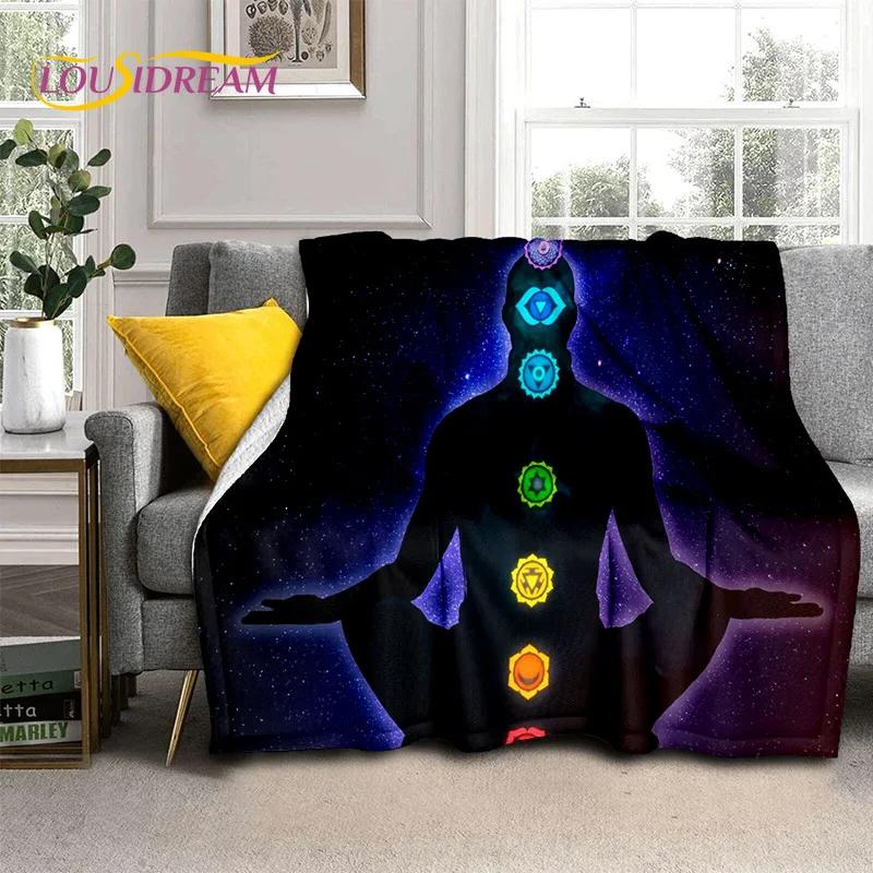 3D Yoga Meditation Rainbow 7 Chakra HD Soft Flannel Blankets,Throw Blanket Comfortable Blanket for Picnic Beds Home Bedroom Gift