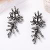 Fashion Trend Niche Alloy Full Diamond Coral Earrings Temperament Advanced Simple Versatile Women's Earrings