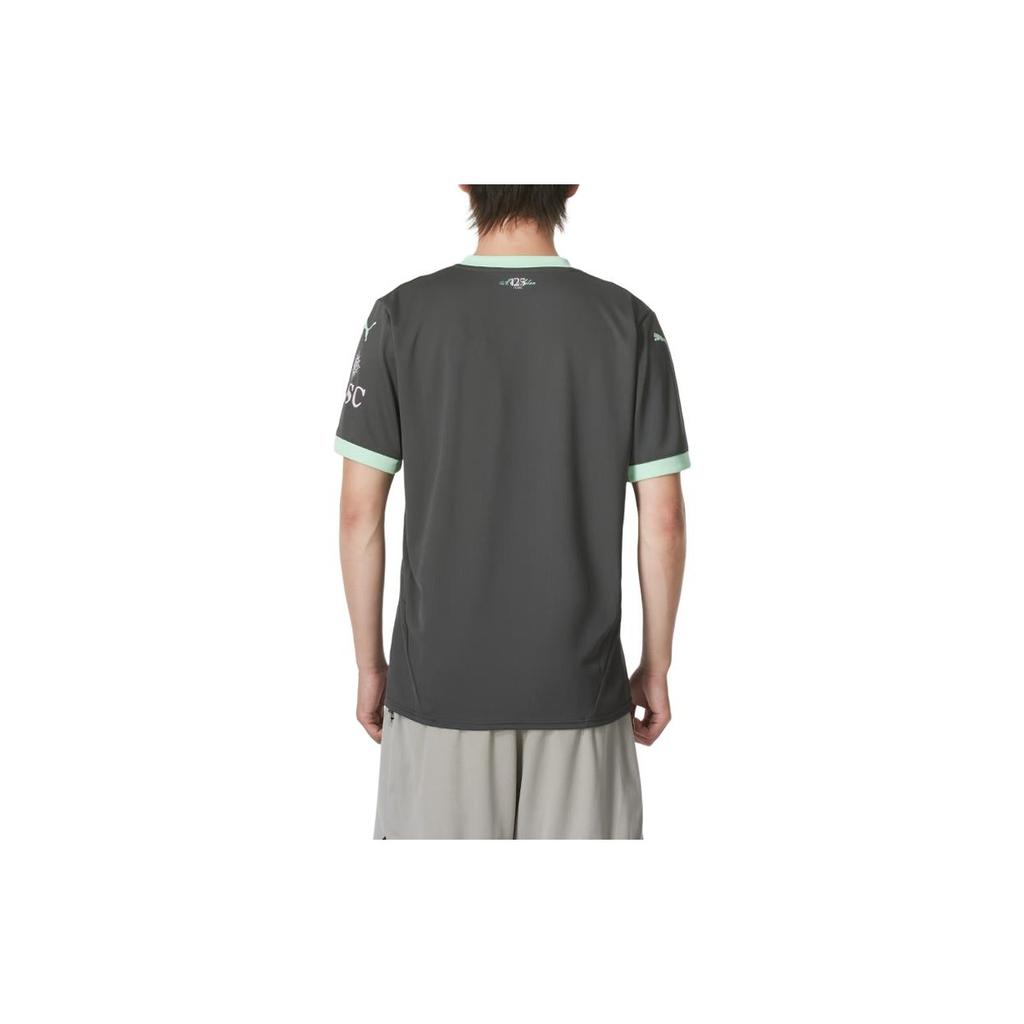 Puma Running Fitness Training Color Block T-Shirt Men Tops Charcoal-Black 77503103
