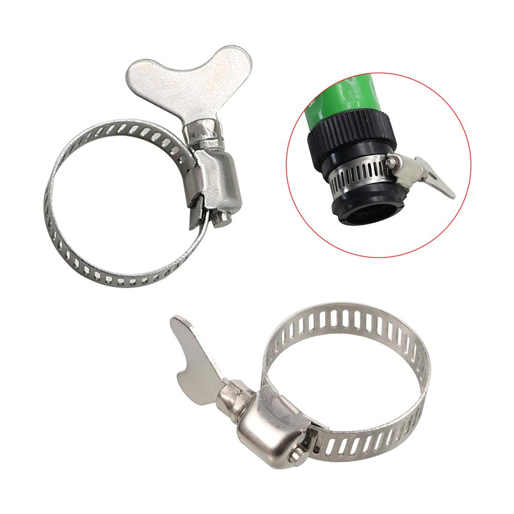 16~20mm Hose Connection Fastening Clamps Adjustable Stainless Steel Garden Irrigation Pipe Connection Fixed Buckle Clips 1/10Pcs